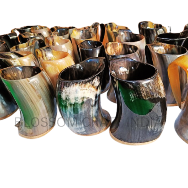 POLISHED VIKING HORN MUGS MADE OF REAL BUFFALO HORNS