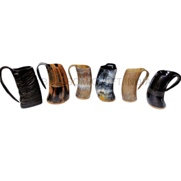 POLISHED VIKING HORN MUGS MADE OF REAL BUFFALO HORNS